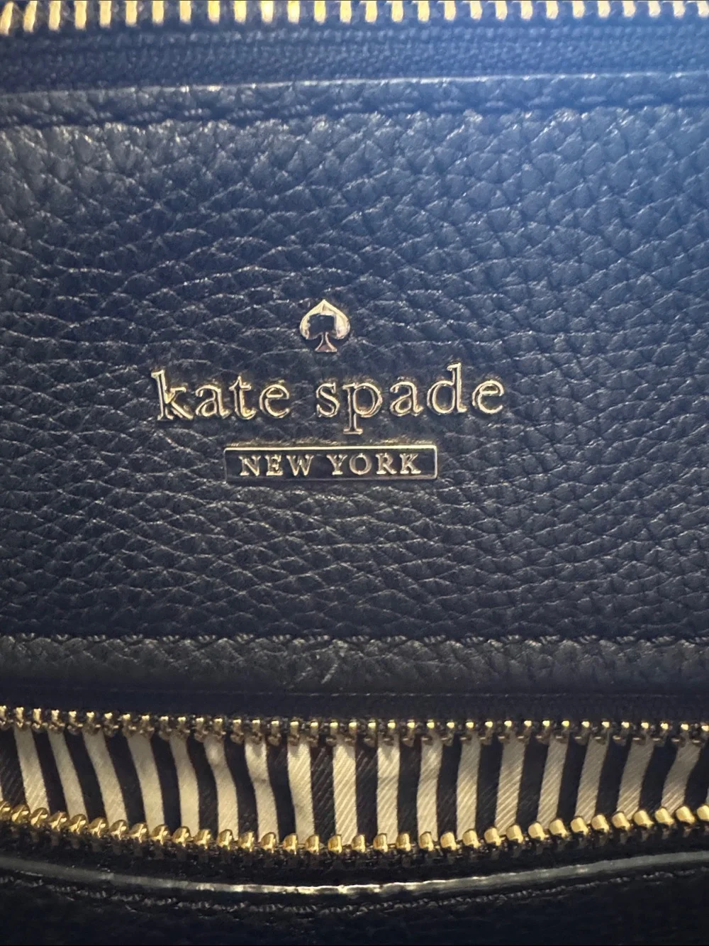 kate spade Black Pebbled Leather Crossbody with Chevron Strap and Gold Hardware